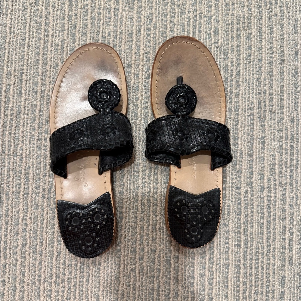 Faux Reptile Black Shiny Jack Rogers